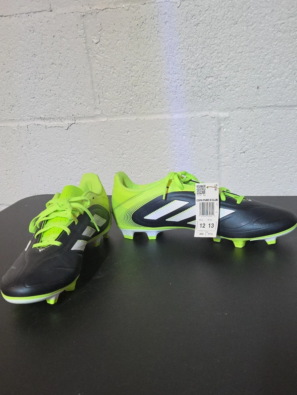adidas Mens Copa Pure 3 Club Black & Neon Green Soccer Cleats